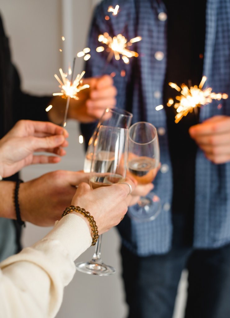 Neujahrsgrüße mit Champagner