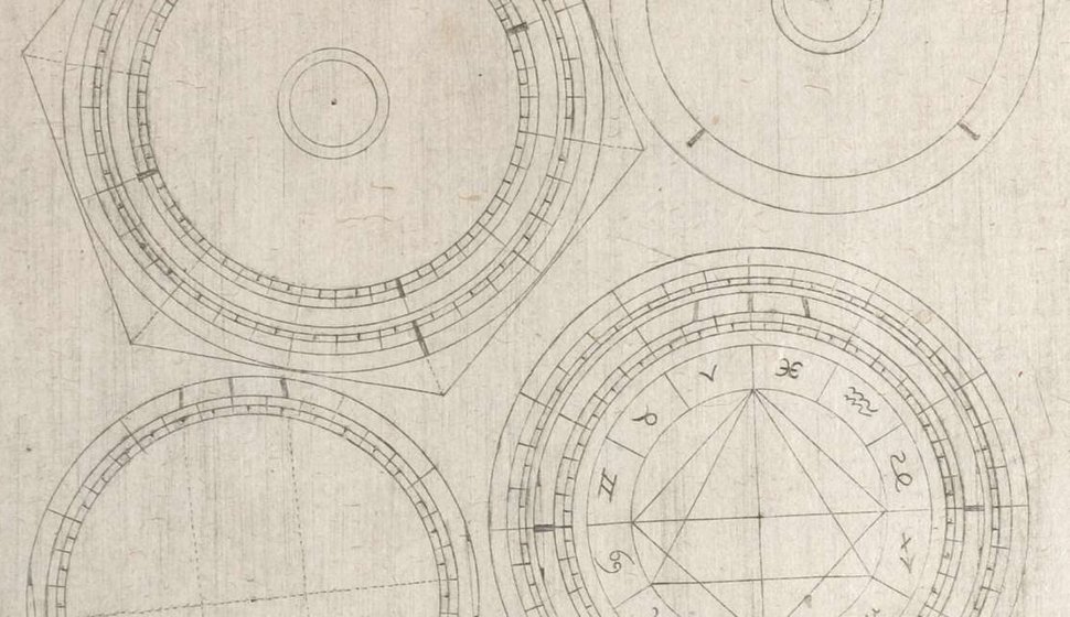 Illustrationen aus dem Jahr 1614 zur Erstellung von Himmelskarten.