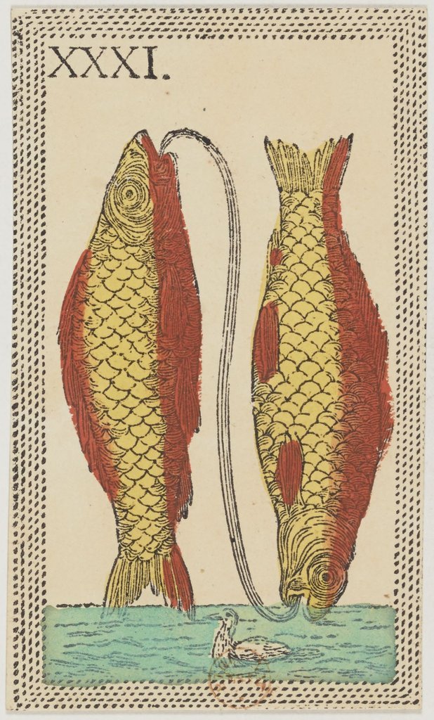 Das Zeichen der Fische in einem Florentiner Kartenspiel aus dem 19. Jahrhundert (Minchiate).