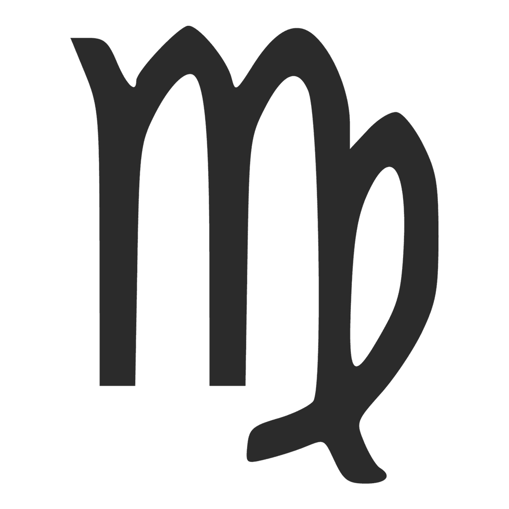 Das Symbol der Jungfrau besteht aus einem „m“ mit einem dritten Bogen, der auf sich selbst zurückführt und eine Schleife bildet.