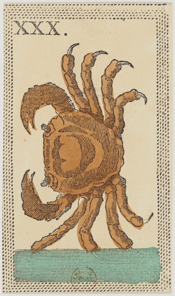 Das Sternzeichen Krebs in einem Florentiner Kartenspiel (Minchiate) aus dem 19. Jahrhundert.