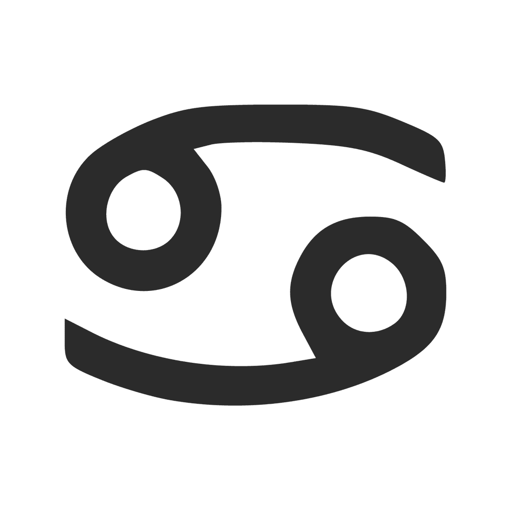 Das Symbol für Krebs stellt zwei Klauen des Tieres dar, die Kopf an Schwanz angeordnet sind.