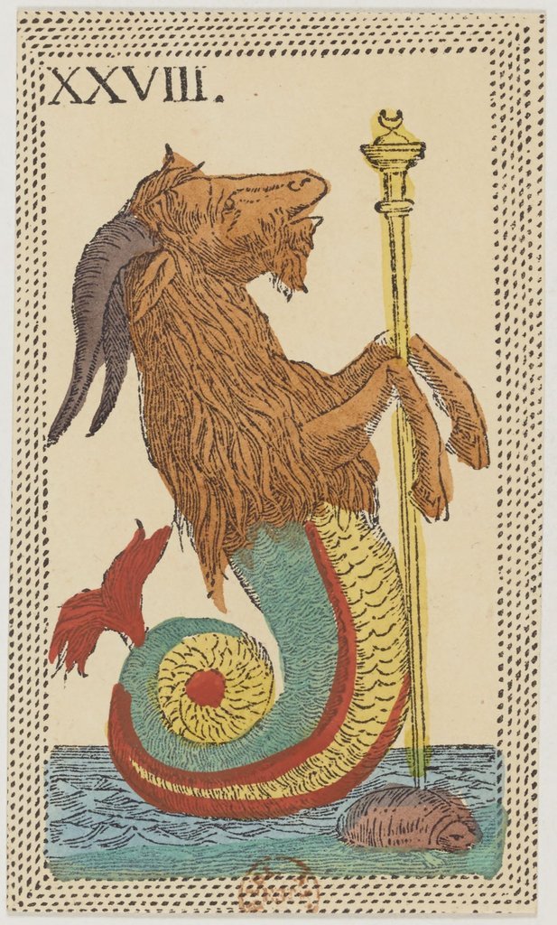 Das Zeichen des Steinbocks in einem Florentiner Kartenspiel aus dem 19. Jahrhundert (Minchiate).