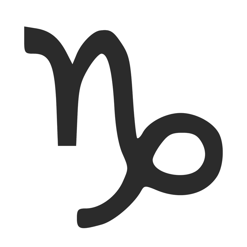 Das Symbol für Steinbock ist ein „n“, dessen zweiter Bogen in einer Schleife weiterläuft. Die Umrisse zeichnen die Silhouette des Wesens mit terrestrischen Vorderbeinen und einem Fischschwanz.