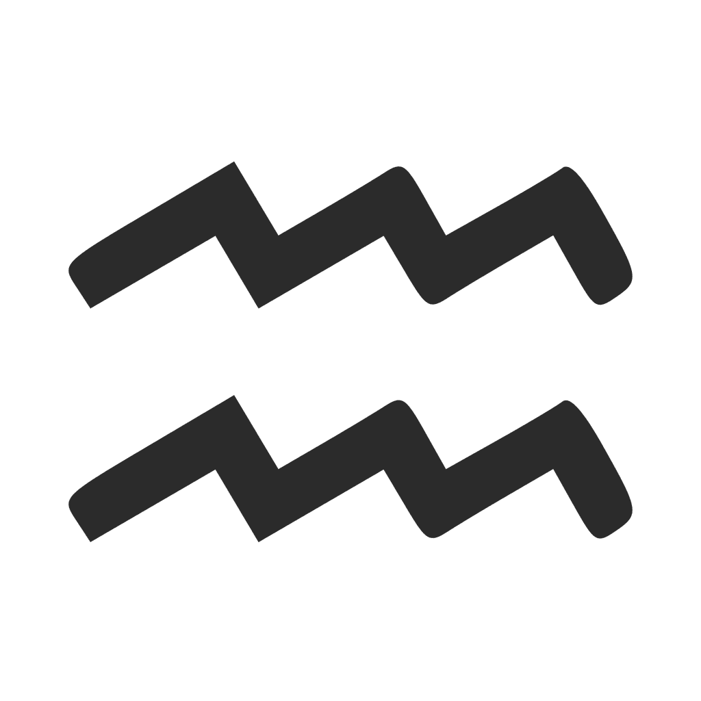 Das Symbol für Wassermann steht für fließendes Wasser (zwei parallele Wellen).