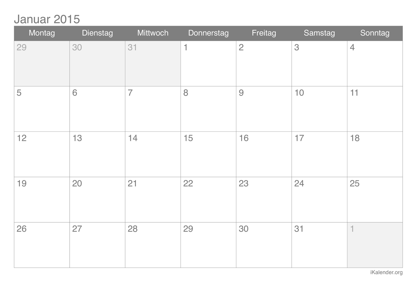 Monatskalender 2015