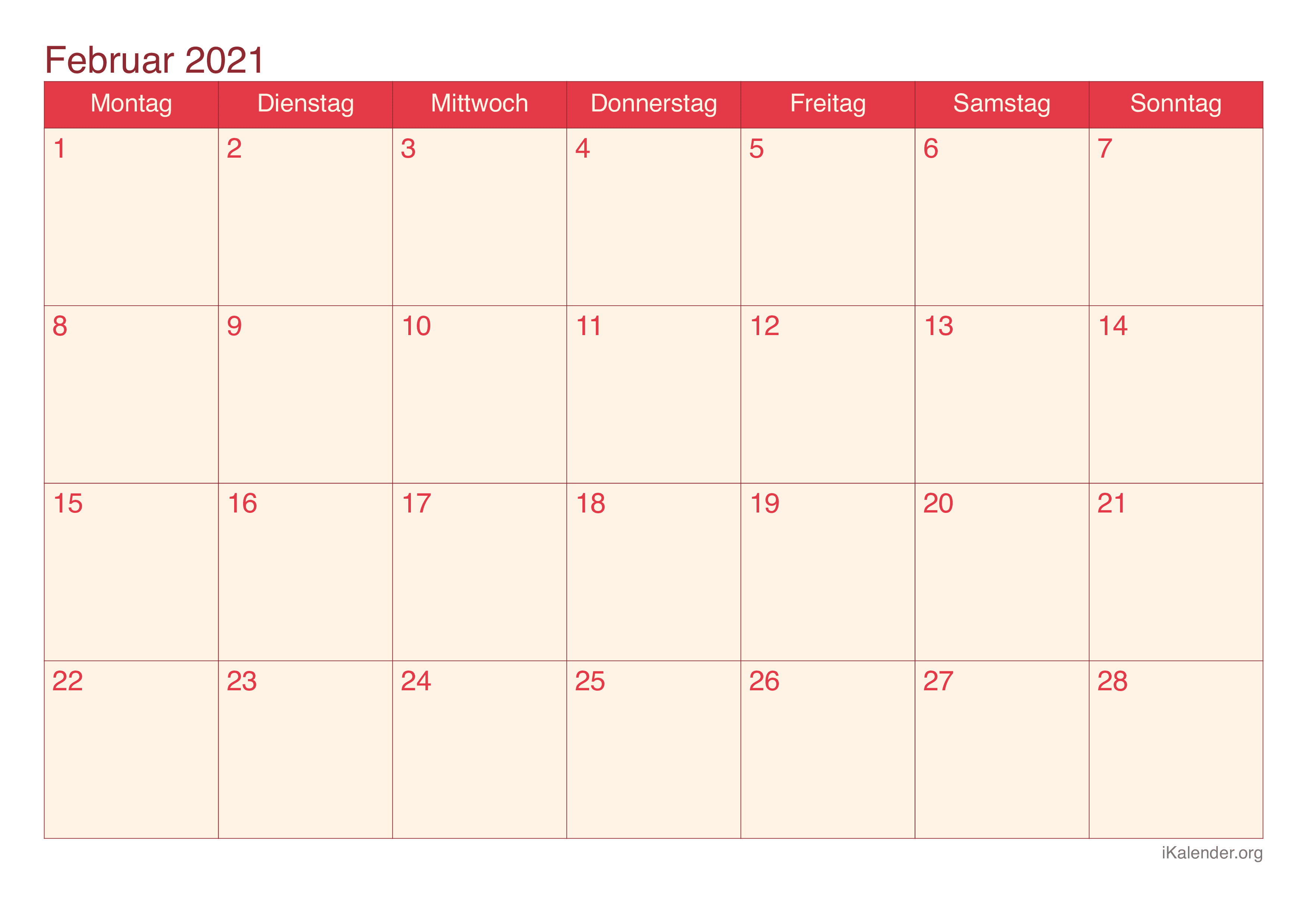 Monatskalender Februar 2021 - Cherry