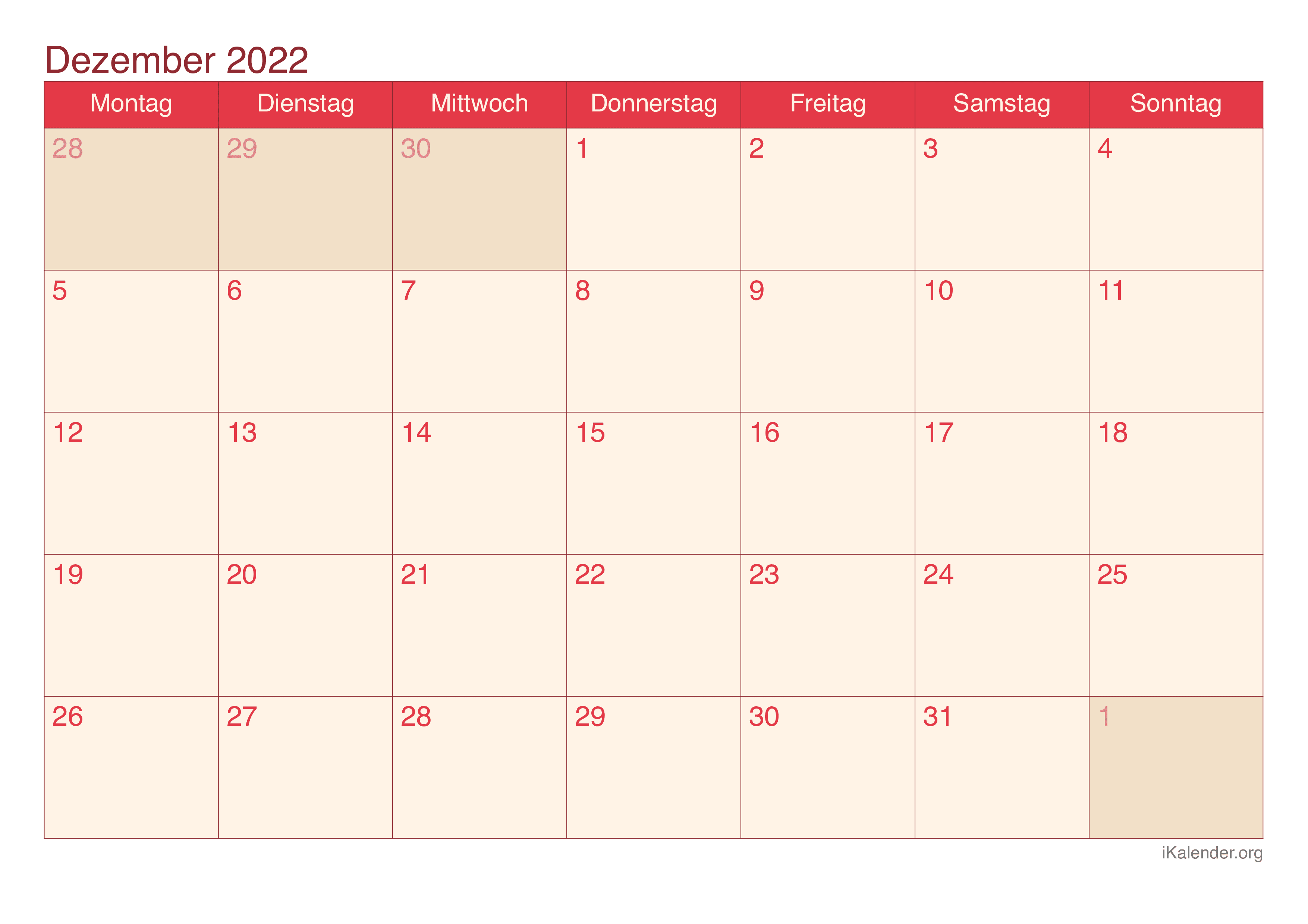 Monatskalender Dezember 2022 - Cherry