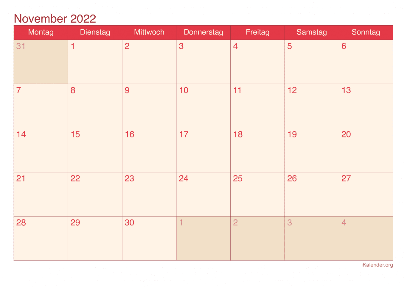 Monatskalender November 2022 - Cherry