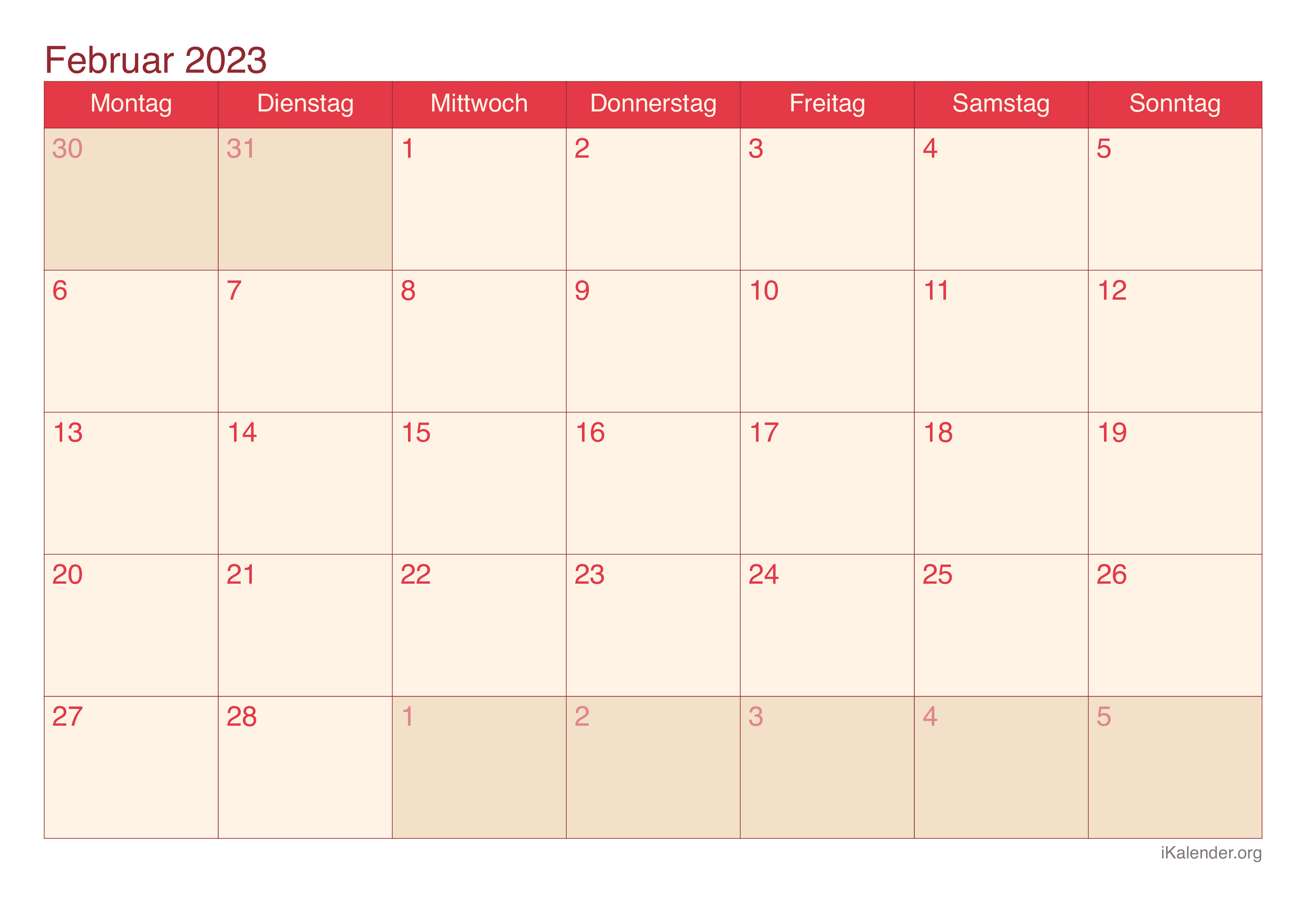 Monatskalender Februar 2023 - Cherry