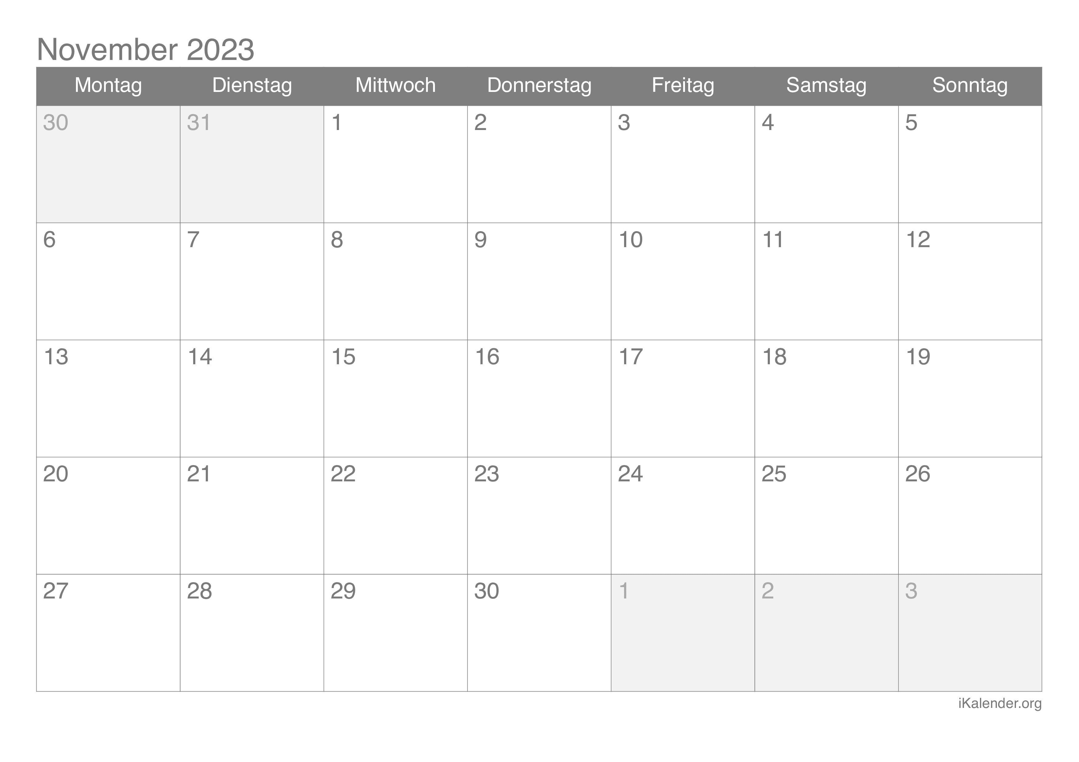 Kalender November 2023