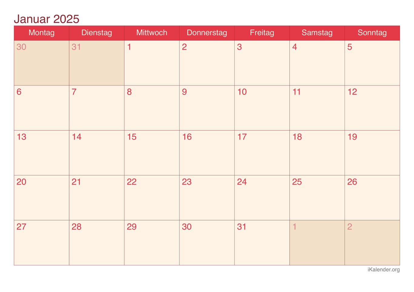Monatskalender 2025 - Cherry