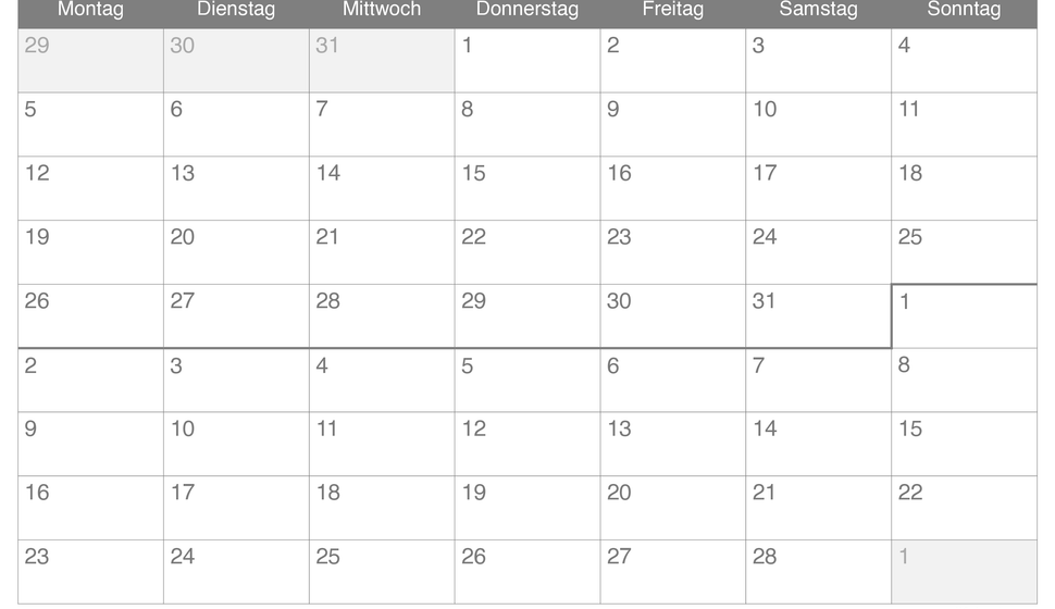 Monatskalender Januar Februar 2026