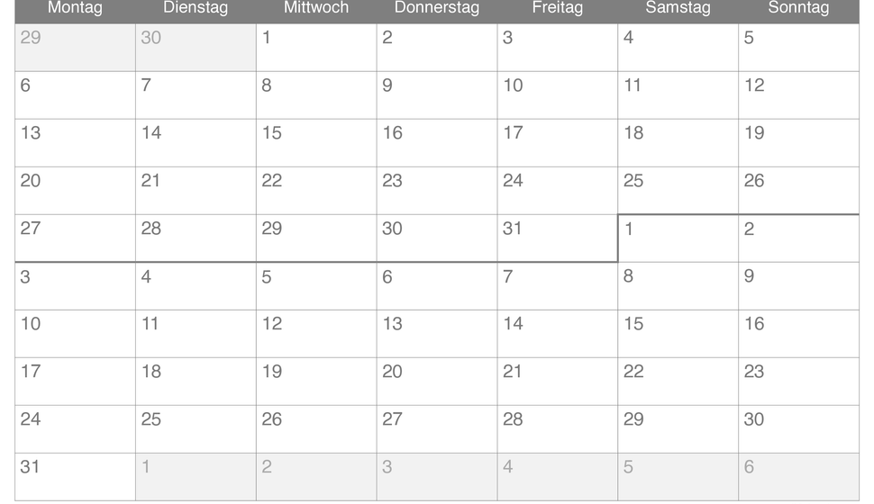 Monatskalender Dezember Januar 2027