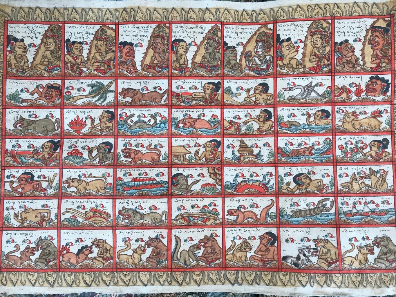 Palelintangan, ein astrologischer Kalender, der aus der Kreuzung der 5-Tage- und der 7-Tage-Woche entsteht. Am Schnittpunkt des Geburtstags eines Kindes in beiden Systemen liest man Eigenschaften des Neugeborenen ab. Nur die fünf mittleren Reihen entsprechen der 5-Tage-Woche.