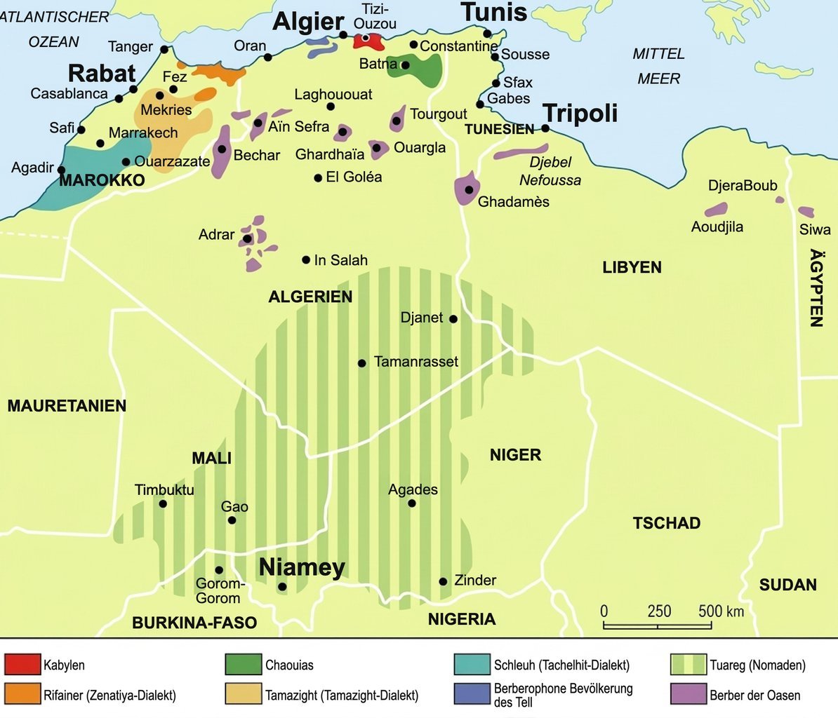 Verbreitung der Berber in Nordafrika
