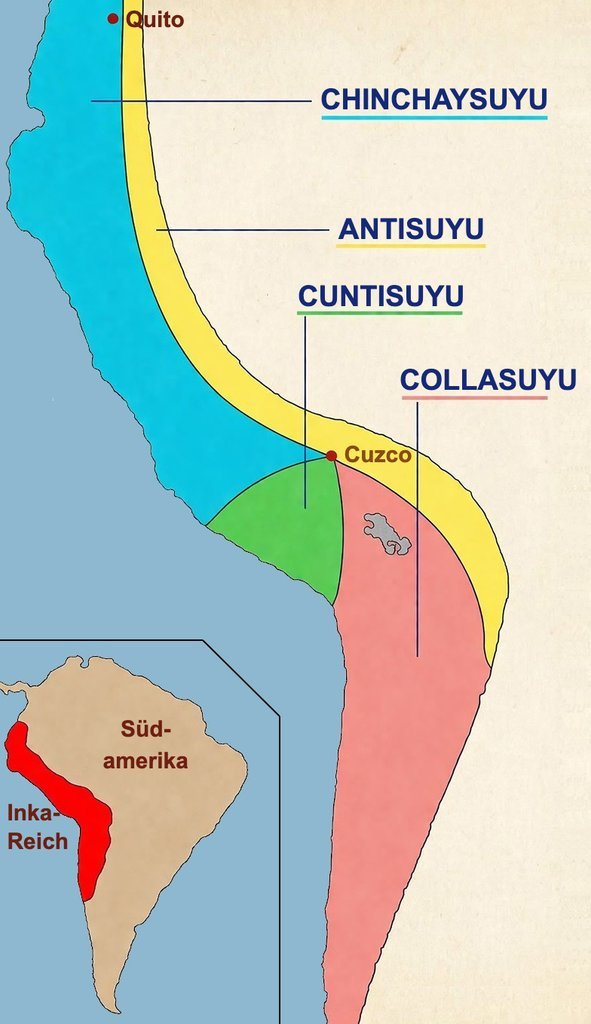 Von Cuzco aus gliedert sich das Reich in vier "Viertel".