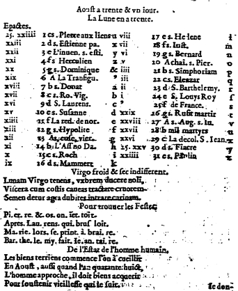 Gregorianischer Computus im Kalender von 16??.