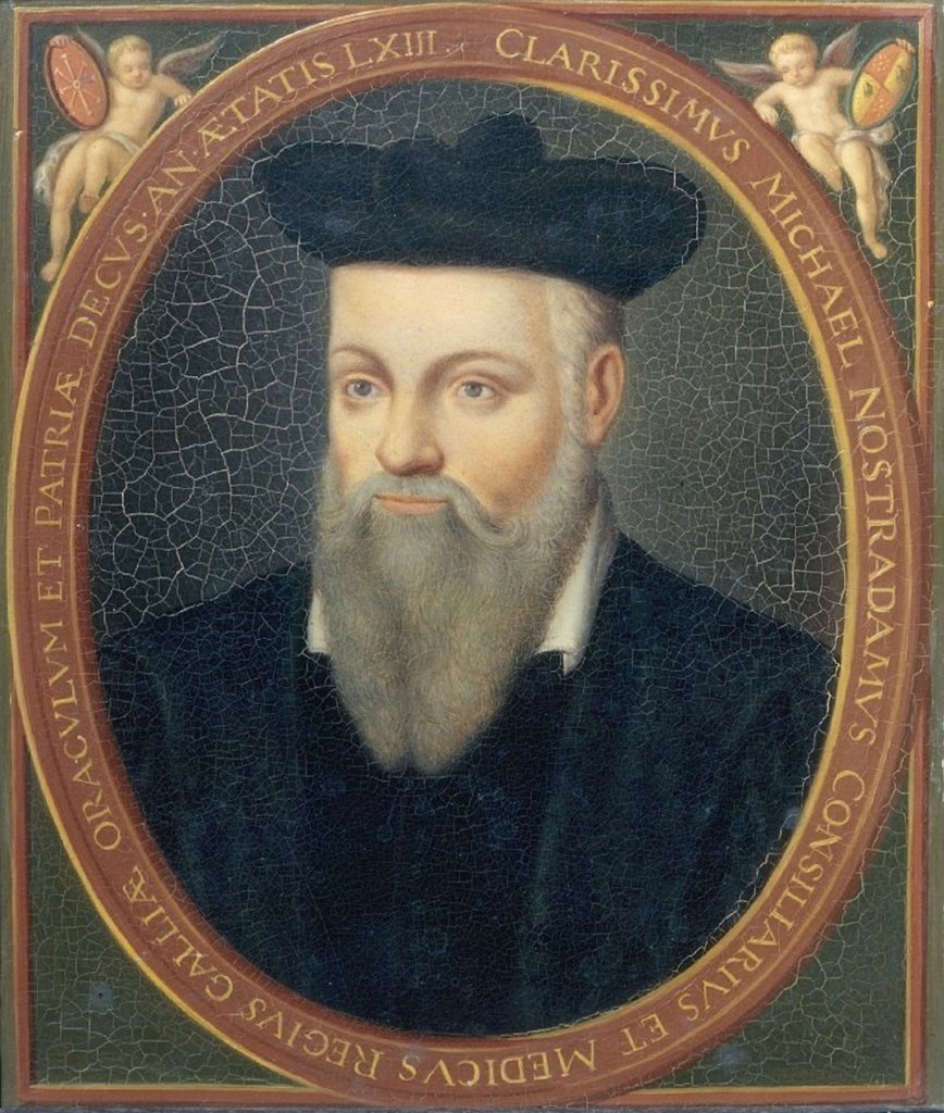 Michel de Nostre-Dame, genannt Nostradamus, Astrologe (1503-1566), Gemälde von César de Nostre-Dame (1555-1629), aufbewahrt im Schloss Versailles.