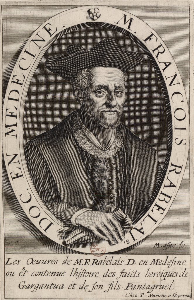 François Rabelais, 1483 (?) bis 1553. Stich von Michel Lasne, 1630.