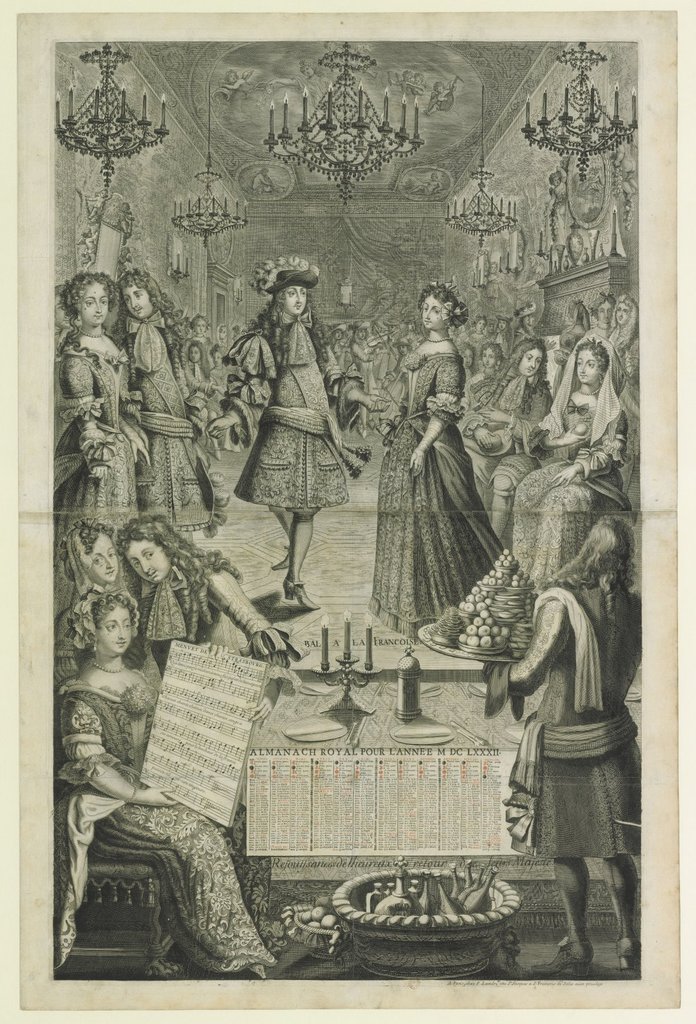 Menuett von Straßburg: Almanach von 1682, aufbewahrt in der Bibliothèque nationale de France, Cabinet des Estampes.