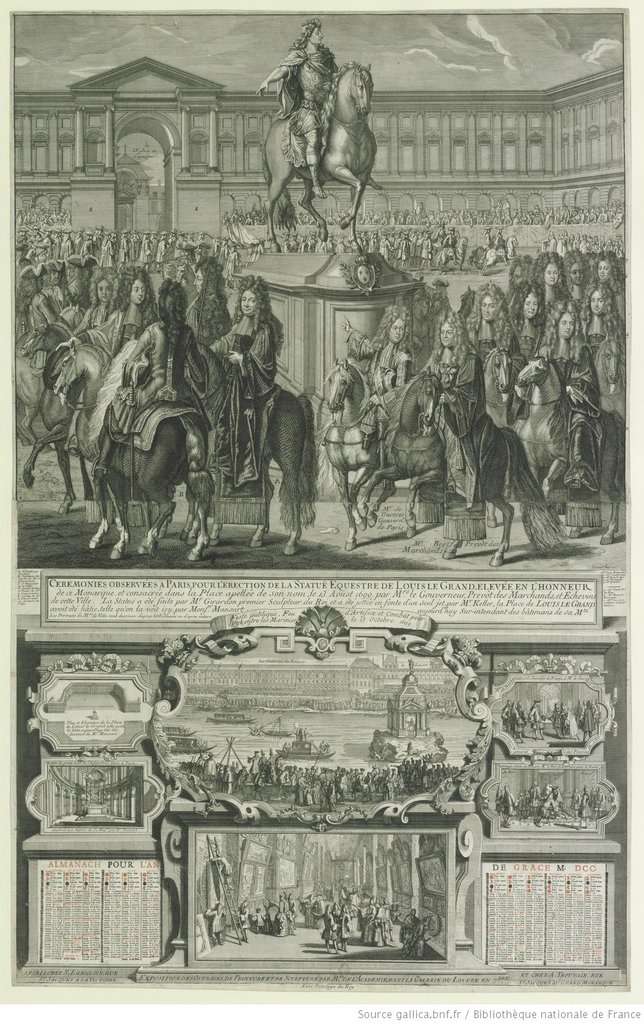 Almanach für das Gnadenjahr 1700, Errichtung der Reiterstatue Ludwigs des Großen.