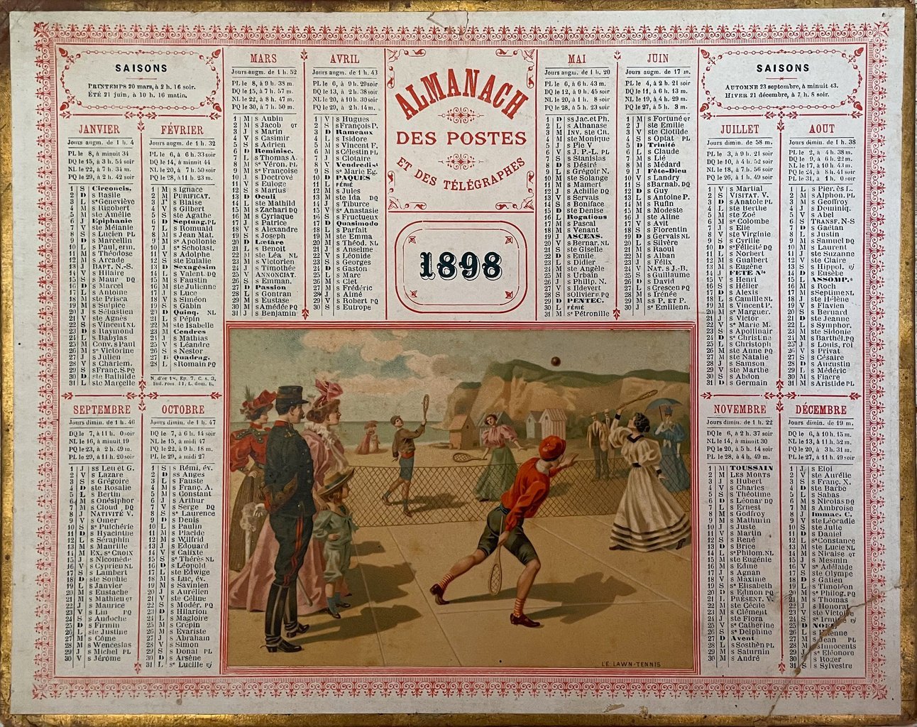 Postalmanach 1898, Vorderseite: Le Lawn Tennis.