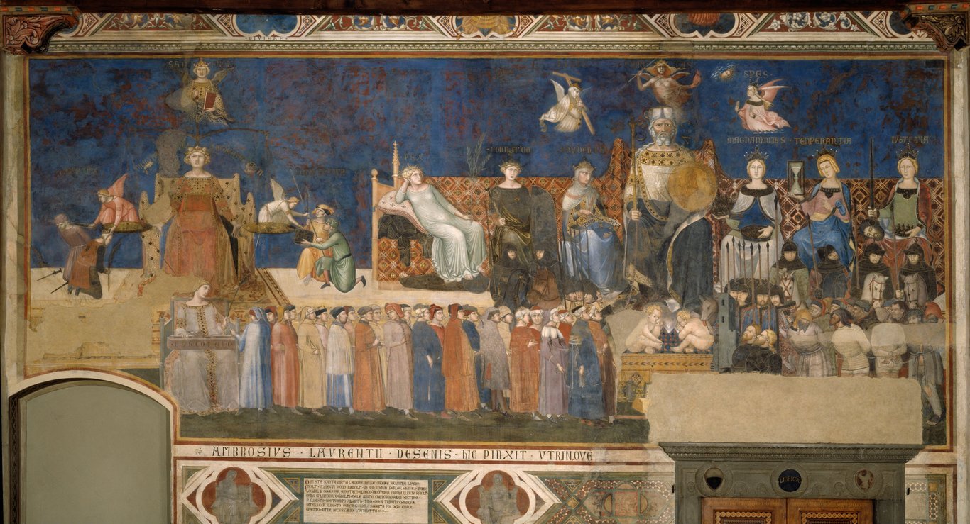 Allegorie der guten Regierung, die Nordwand des Freskenzyklus von Ambrogio Lorenzetti.