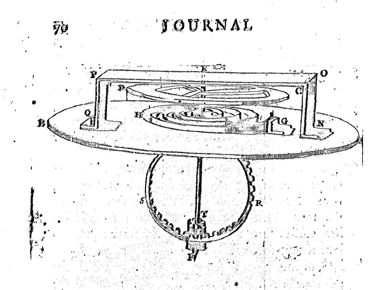 Zeichnung von Huygens, veröffentlicht im Journal des sçavans vom 25. Februar 1675.