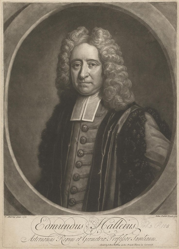 Edmund Halley, Druck von 1722, aufbewahrt im Yale Center for British Art.