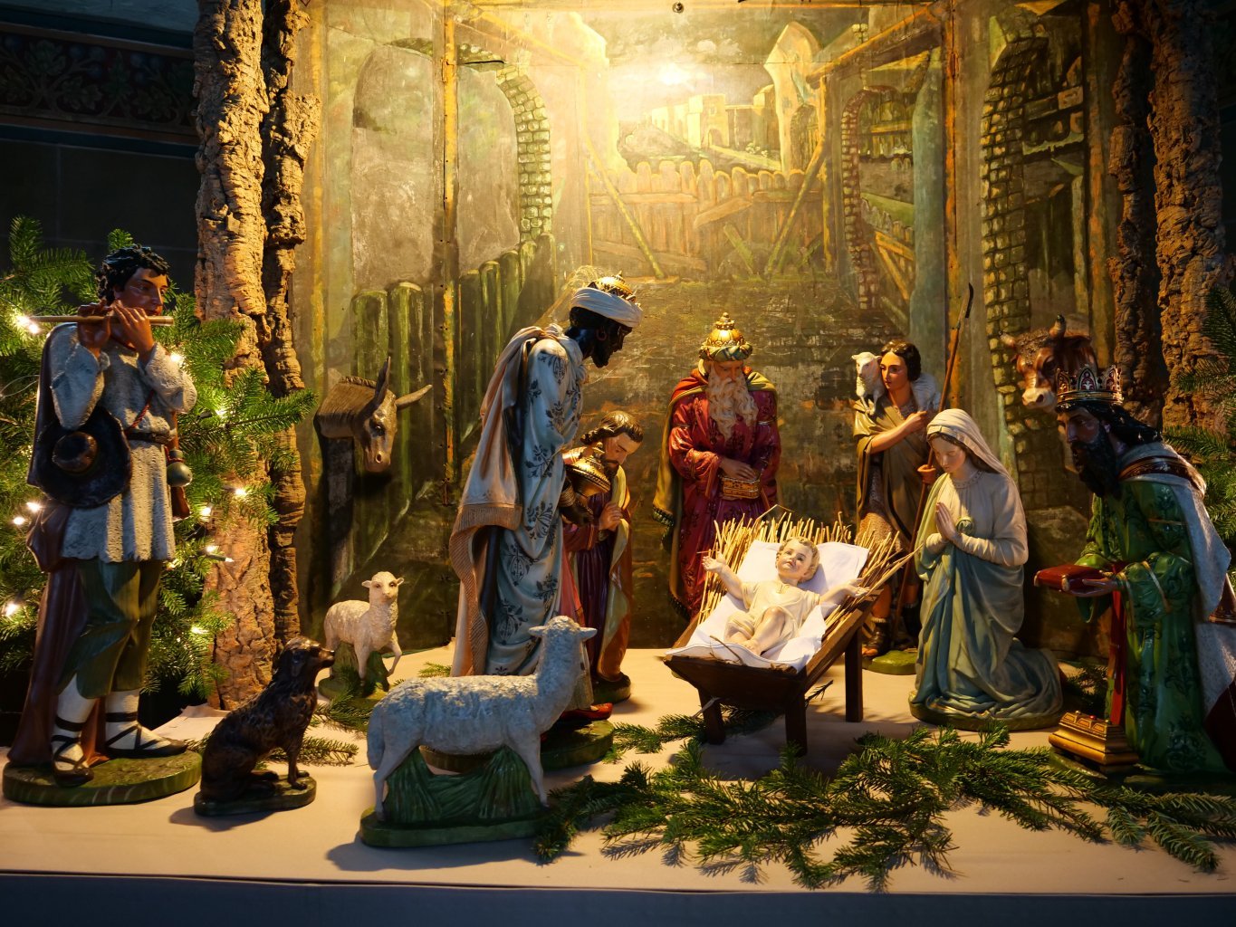 Jesu Geburt in Anwesenheit der drei Weisen an der Krippe