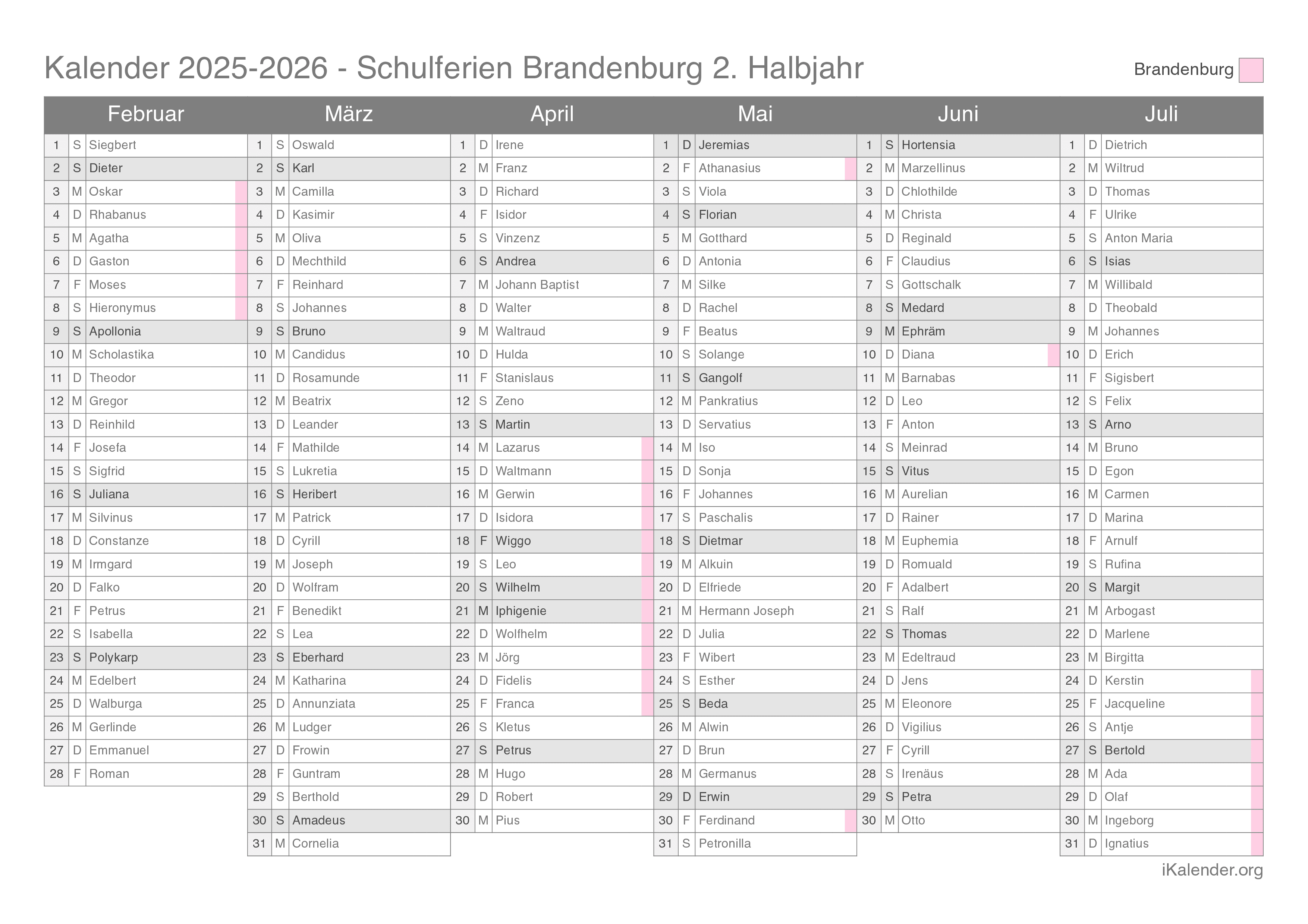  Schulferien Brandenburg 2024-2025 – Termine und Kalender Bildidee 