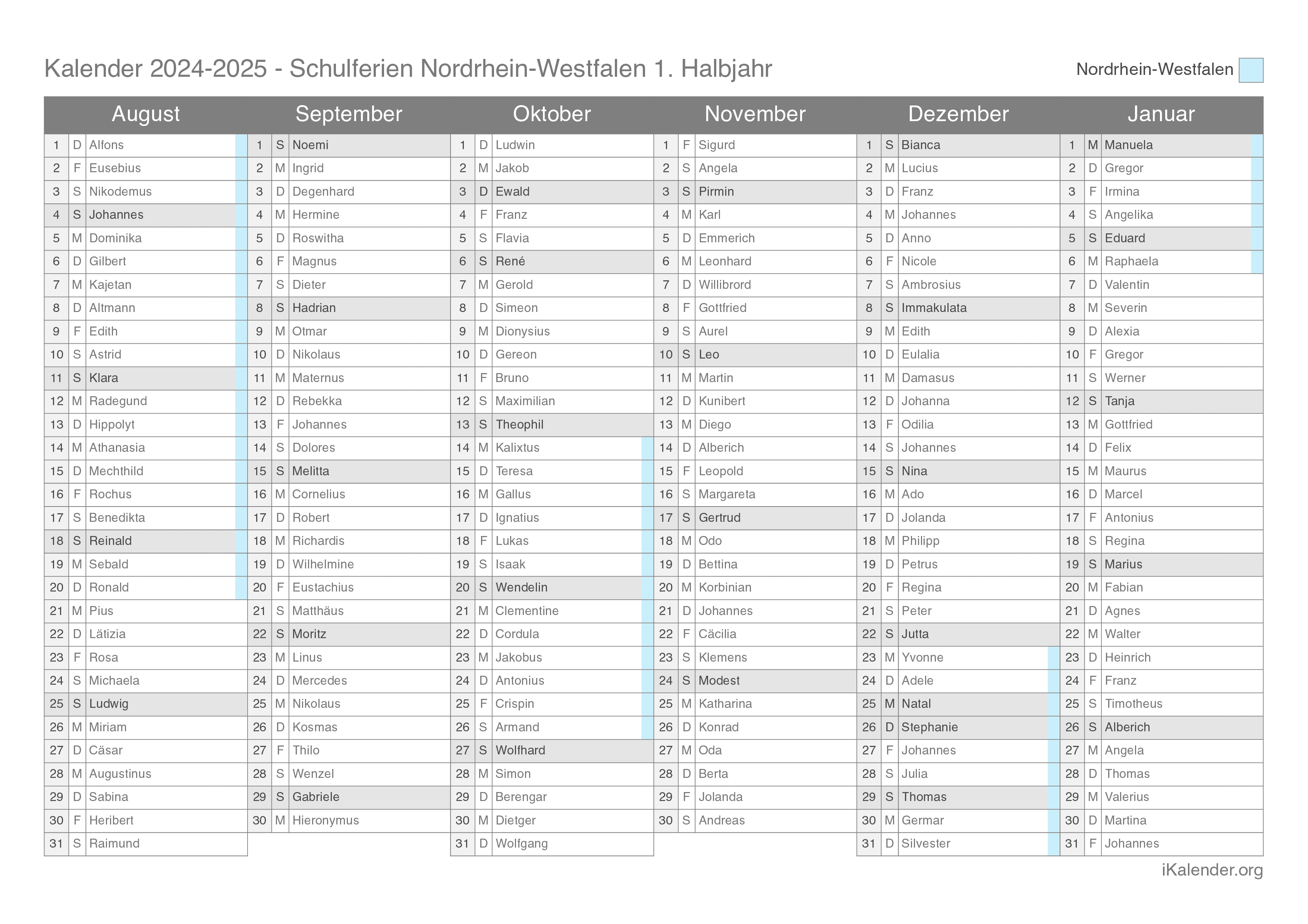  Schulferien Nordrhein-Westfalen 2024-2025 – Termine und Kalender Illustration 