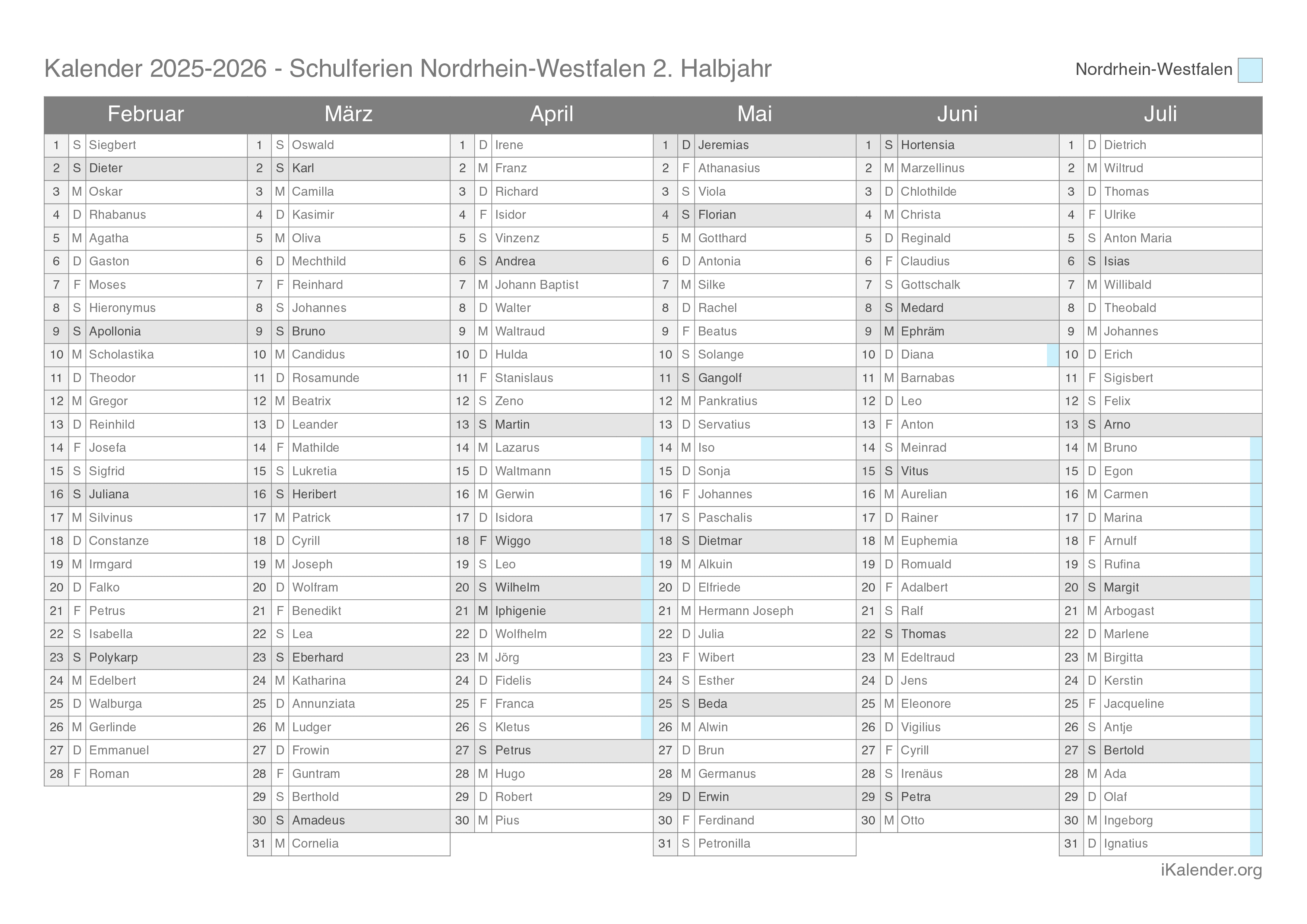  Foto zu Schulferien Nordrhein-Westfalen 2024-2025 – Termine und Kalender 
