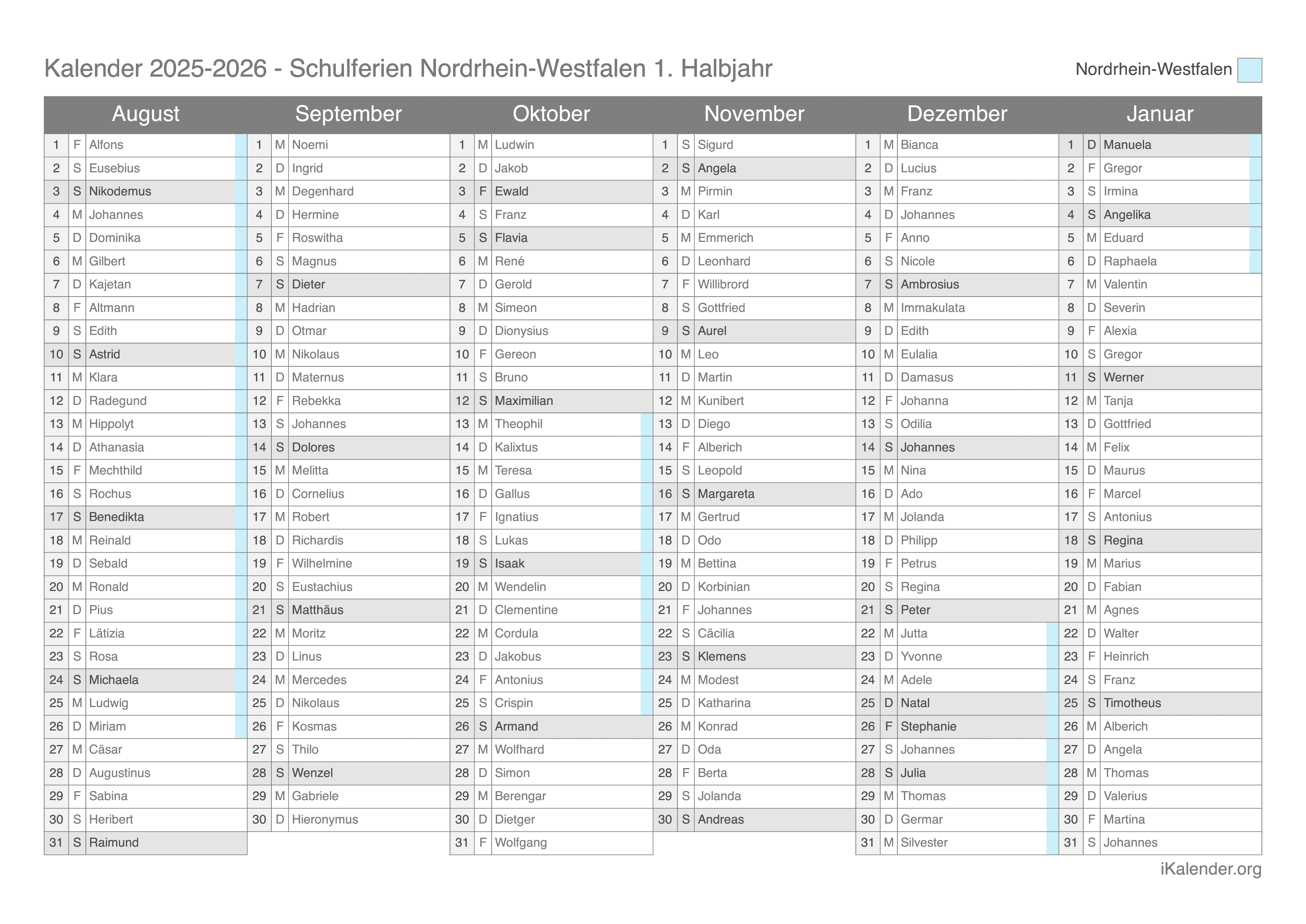  Schulferien Nordrhein-Westfalen 2025-2026 – Termine und Kalender Bildidee 