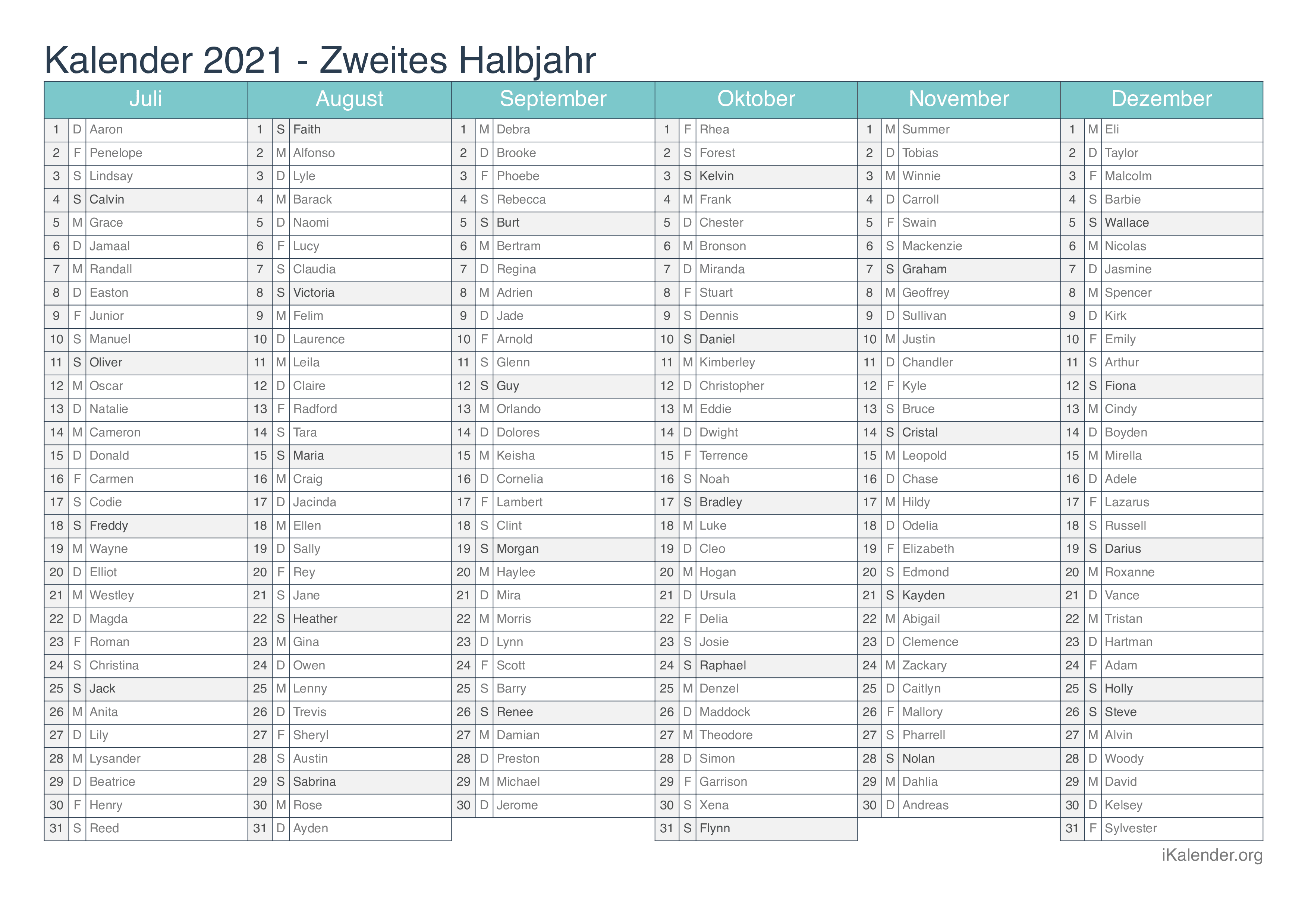 Kalender 21 Zum Ausdrucken Ikalender Org