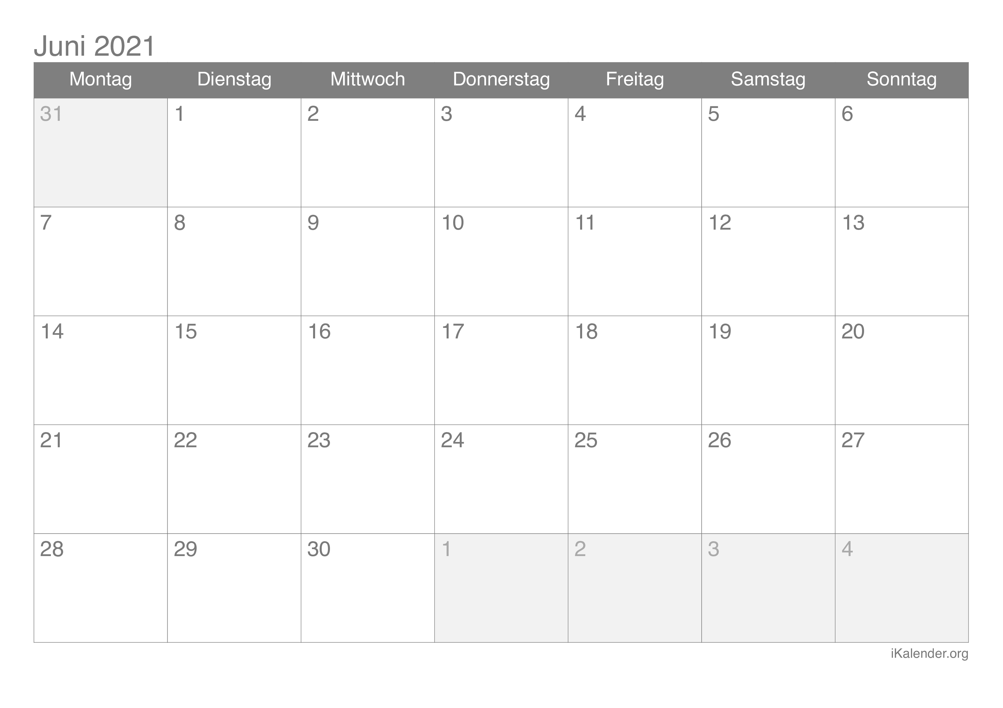 Kalender bulan juni 2021